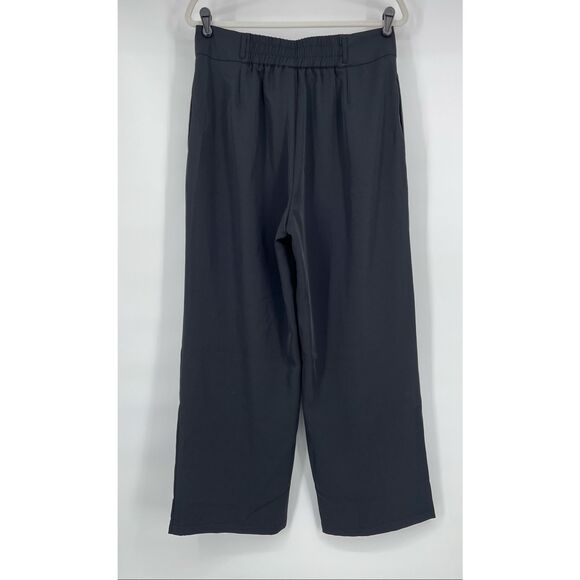 Halara High Waited Pleated Wide Leg Pants Petite Size Large Black Stretch Work - Picture 2 of 9